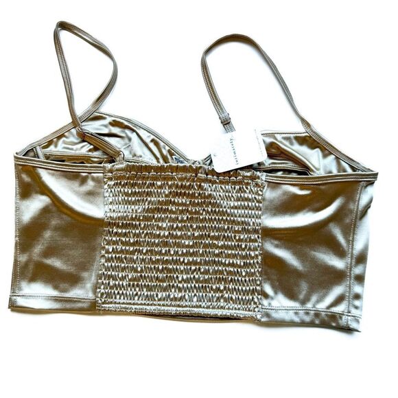 NWT Free People Casino Royal underwire satin top in latte gold color  Size L - Picture 6 of 10